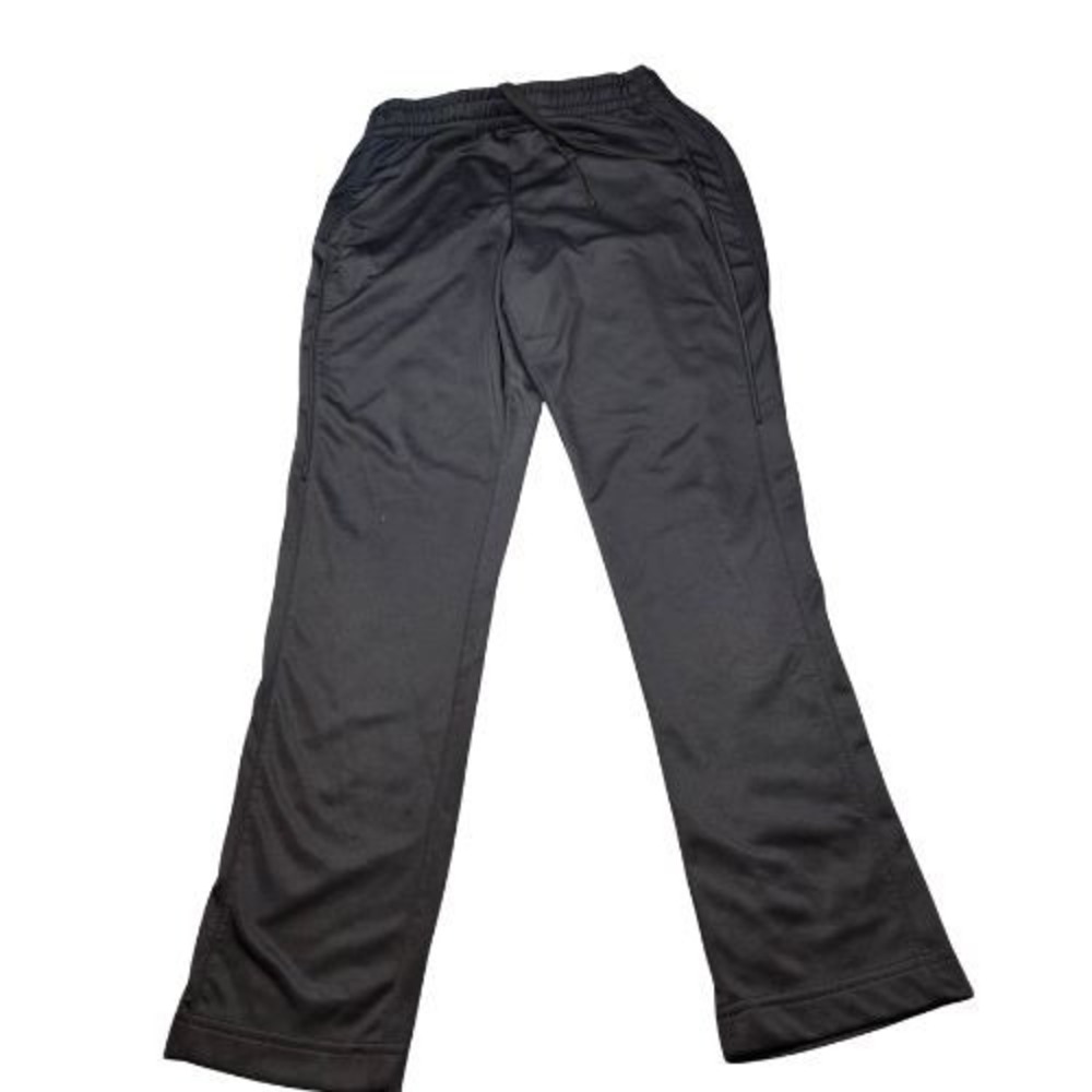 Black Athletic Track Pants Straight Leg Drawstring Waist Activewear Mens Small